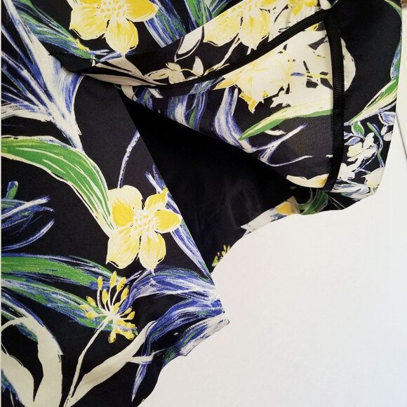 Zara Basic Floral Print Silky Satin Open Front Blazer Jacket M Vibrant Tropical - Picture 12 of 16